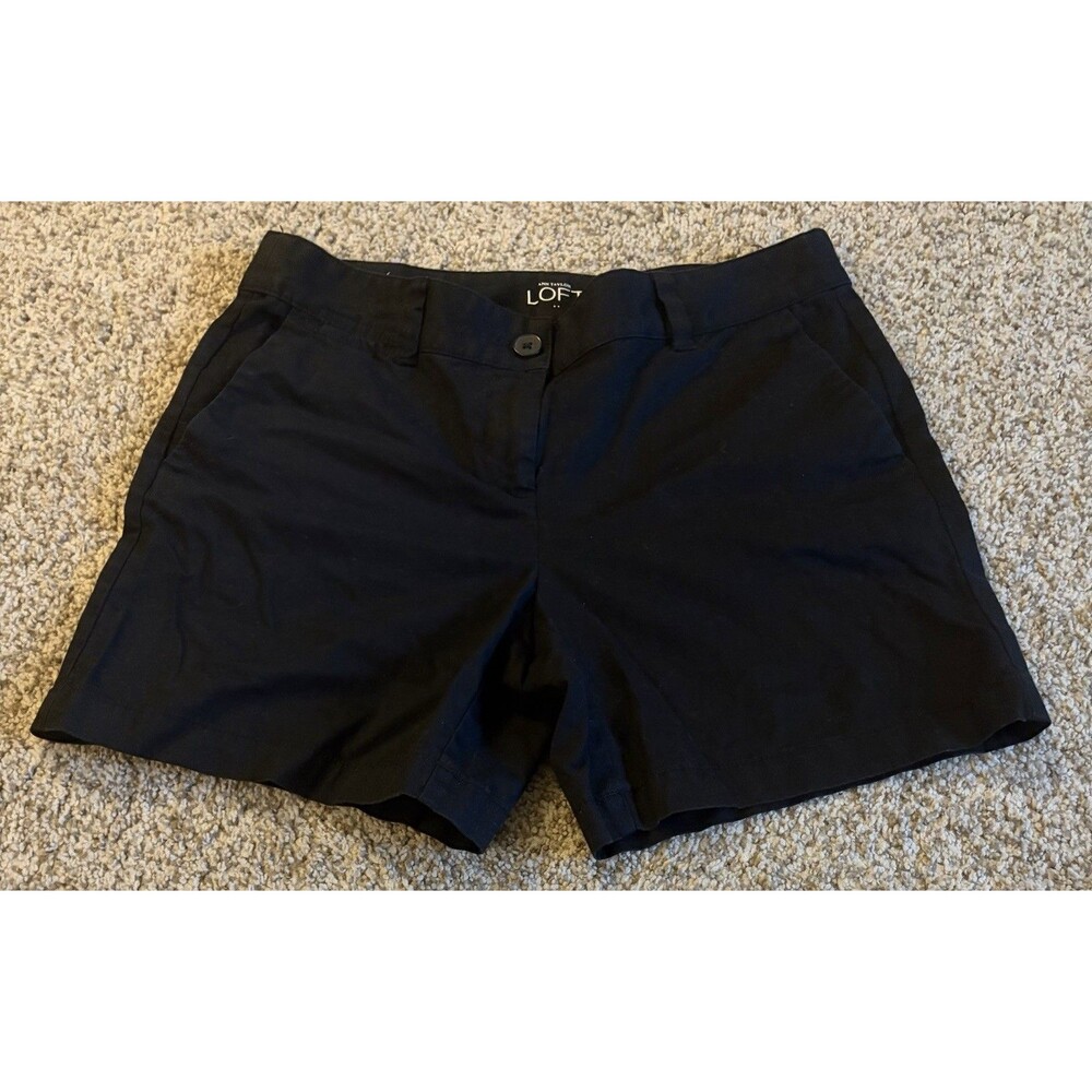 Ann Taylor Loft Womens Chino Shorts Black Size 4 Mid Rise Cotton Casual